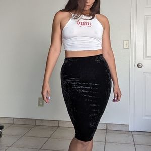 Velvet pencil skirt